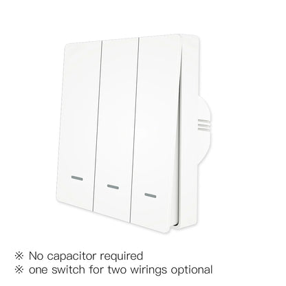 Smart Light Switch No Neutral Wire No Capacitor Needed Smart Life 2/3 Way Works with Alexa Google Home 2Mqtt