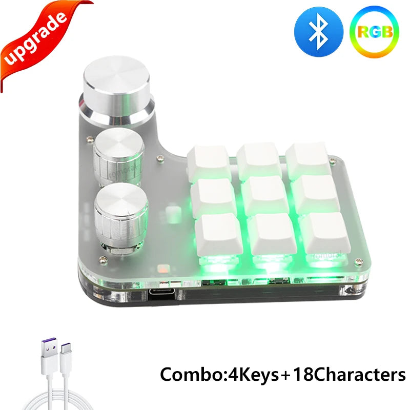 USB Custom Keyboard Macro 6/21 Key 1 Knob Programming RGB Bluetooth Gaming Photoshop Hotswap Mini Mechanical Bluetooth Keyboard