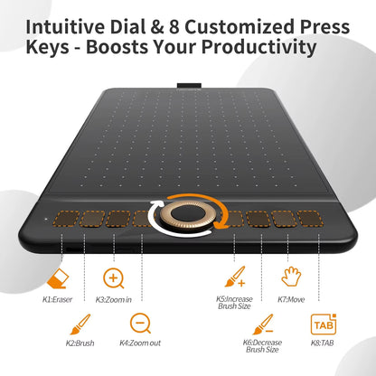GAOMON WH851 Wireless Graphics Tablet Bluetooth 5.0 Connection 16K Levels Pen Pressure 8X5 Inch Drawing Tablet Android Supported