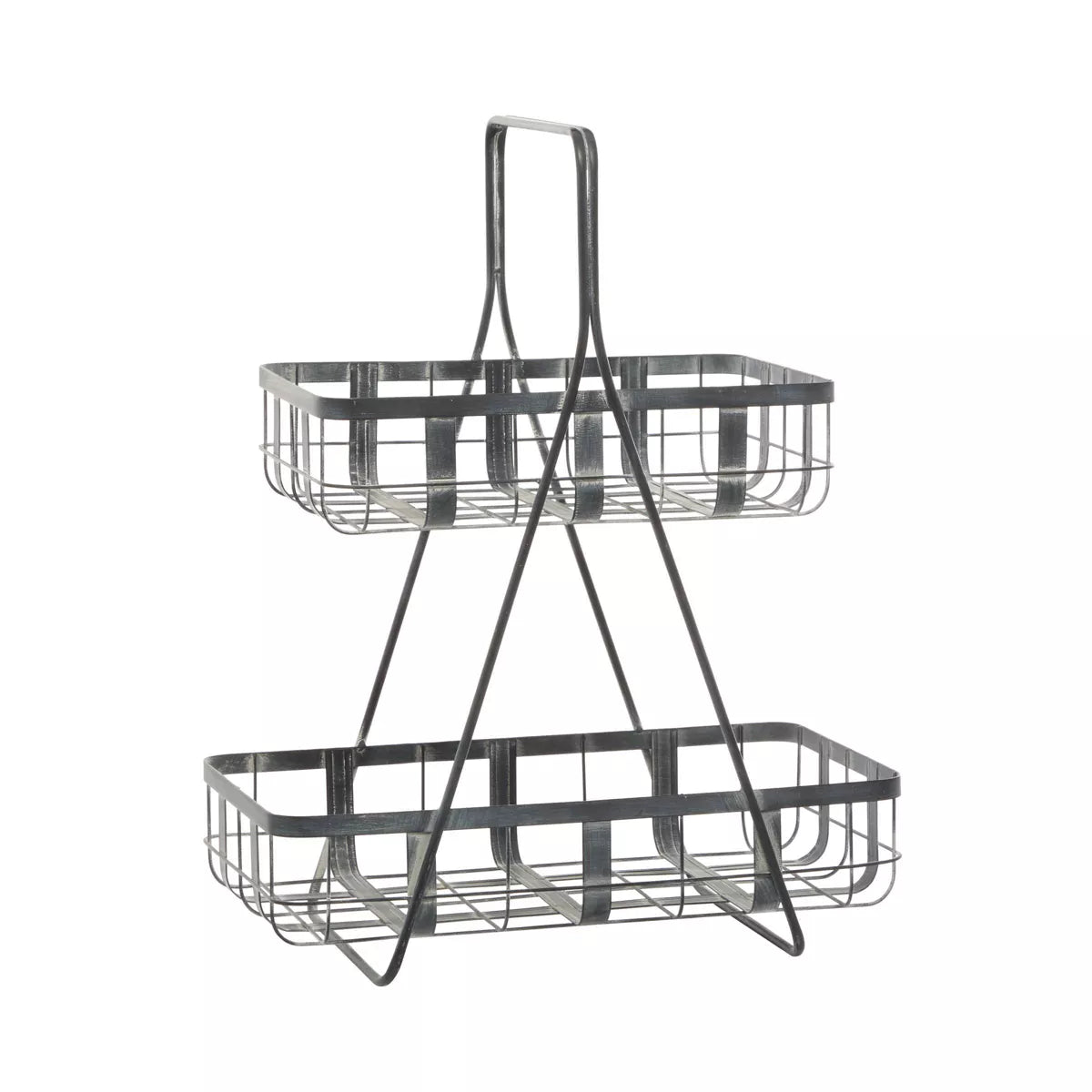 Iron Storage Basket Gray - Decorative Metal Bin for Blanket Storage, Novelty Shape, 22.85" Height