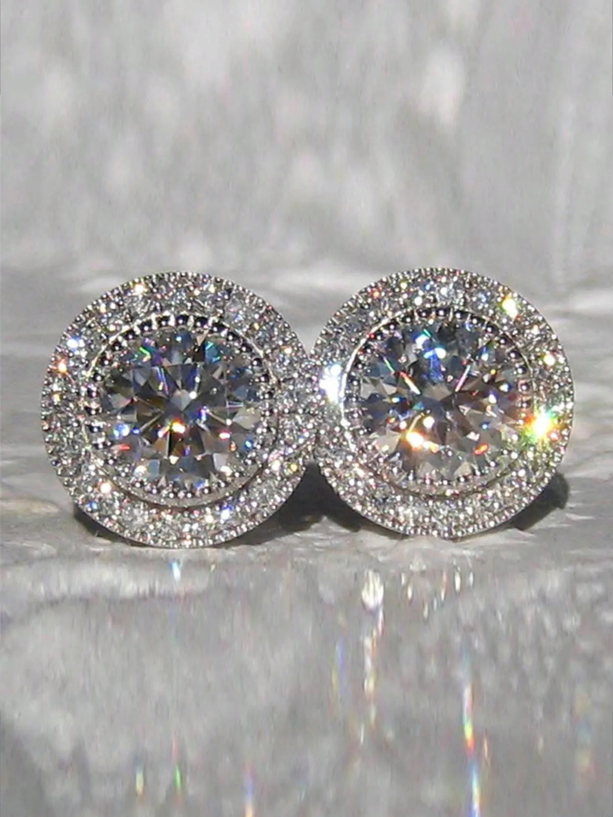 Korean Style Bridal Earrings with Sparkling Round Stones and Full Drill Design - Elegant and Delicate Casual Accessories for Valentine's Day
