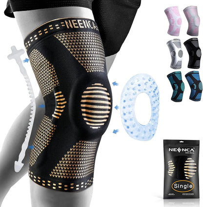 Copper Knee Brace Knee Support with Patella Gel Pad &Side Stabilizers for Knee Pain Sport Arthritis ACL Joint Pain Relief