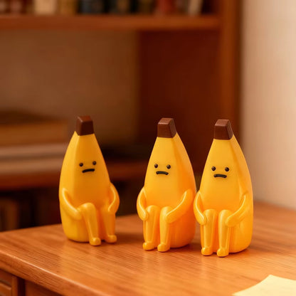 3D Anxious Banana Figurines – Durable Decorative Accessories for Home, Office, and Vehicle, Available in Sets of 1, 2, or 3 Pieces