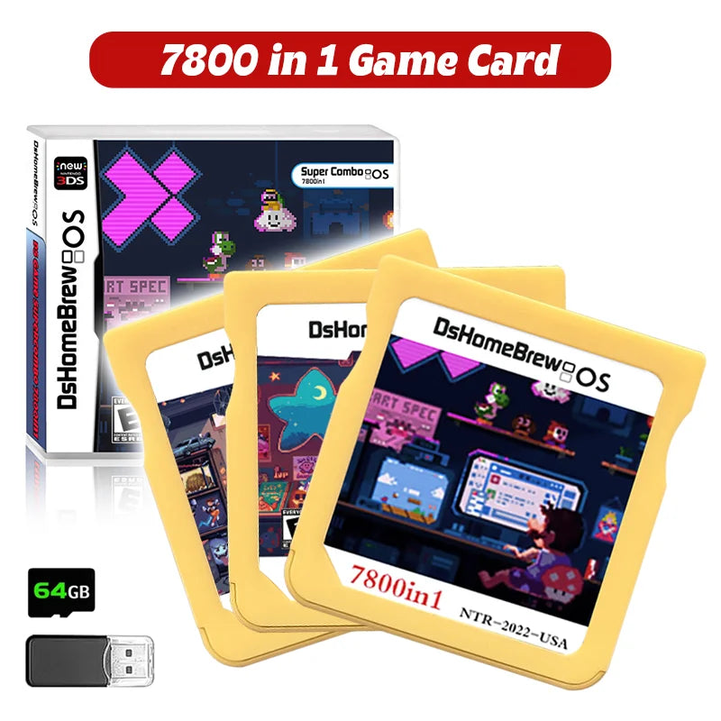 New DS Card 7800 in 1 Game Collection R4 3DS Flash Card for NDSL Ndsi 3DS 2DS Adapter Memory Burning Card DS Video Game Card