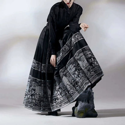 Long Skirts Vintage Y2K Skirt Horse Face Skirt Fashion Clothes Casual Ethnic Style Streetwear Elegant Chinese Hanfu Costume