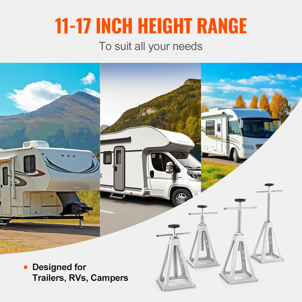 Succebuy 4-Pack Aluminum RV Stabilizer Jacks - 6000 lbs Leveling Support for Travel Trailers and Campers with Single Screw Design