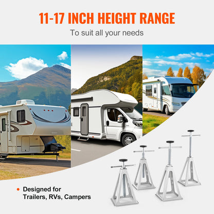 Succebuy 4-Pack Aluminum RV Stabilizer Jacks - 6000 lbs Leveling Support for Travel Trailers and Campers with Single Screw Design