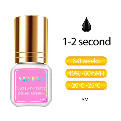 Veyes Inc 5ml Eyelash Extensions Adhesive - Fast Drying (0.5 Seconds) with 7 Weeks Retention for Volume Makeup Applications