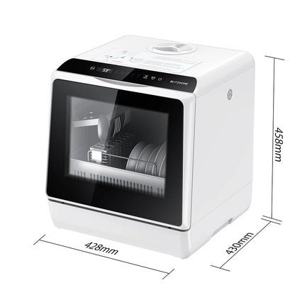Blitzhome BH-CDW1 Smart Portable Countertop Dishwasher US Plug with APP Control, 4-6 Sets Big Capacity, Dual Water Inlet Modes, 360°Spraying, 75°High Temperature, Five Cleaning Modes, Drying Function