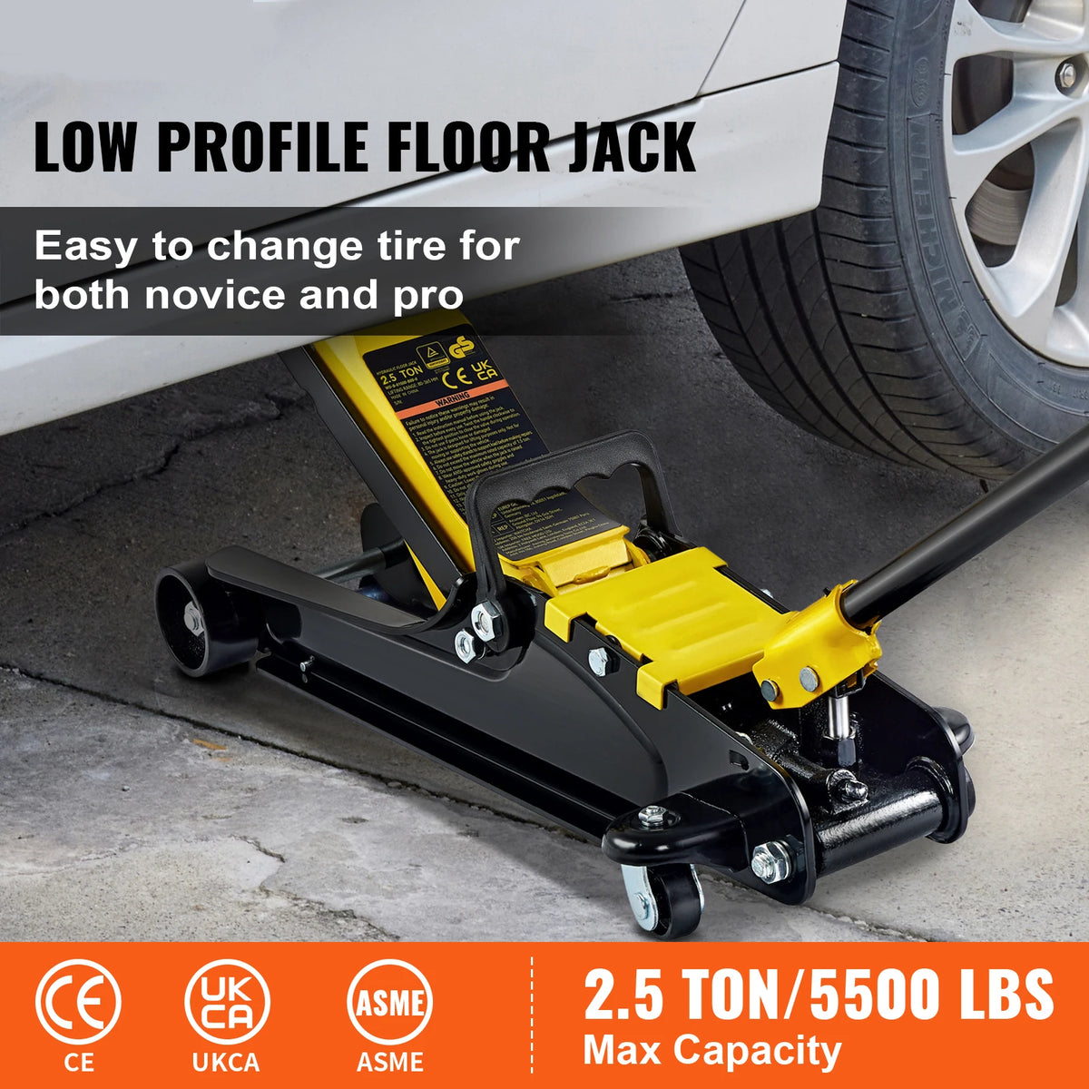 Succebuy 2.5 Ton Heavy-Duty Low Profile Hydraulic Floor Jack with Pneumatic Piston Lift Pump