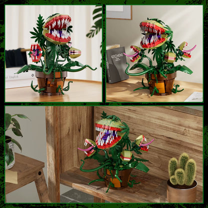 Piranha Plant Audrey II 2 Building Blocks Set Horrors Flower Shop Decoration Halloween Christmas Gift for Tv Film Fans(629Pcs)