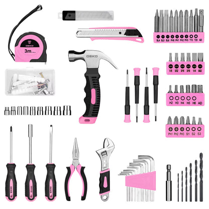 126Pcs Power Tool Combo Kits with 8V Cordless Drill,10Mm 3/8'' Keyless Chuck,Professional Home Household DIY Hand Tool Kits