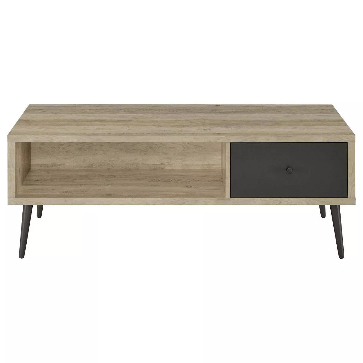 Mid Century Modern Wood Coffee Table with Drawer and Shelf Antique Pine/Gray