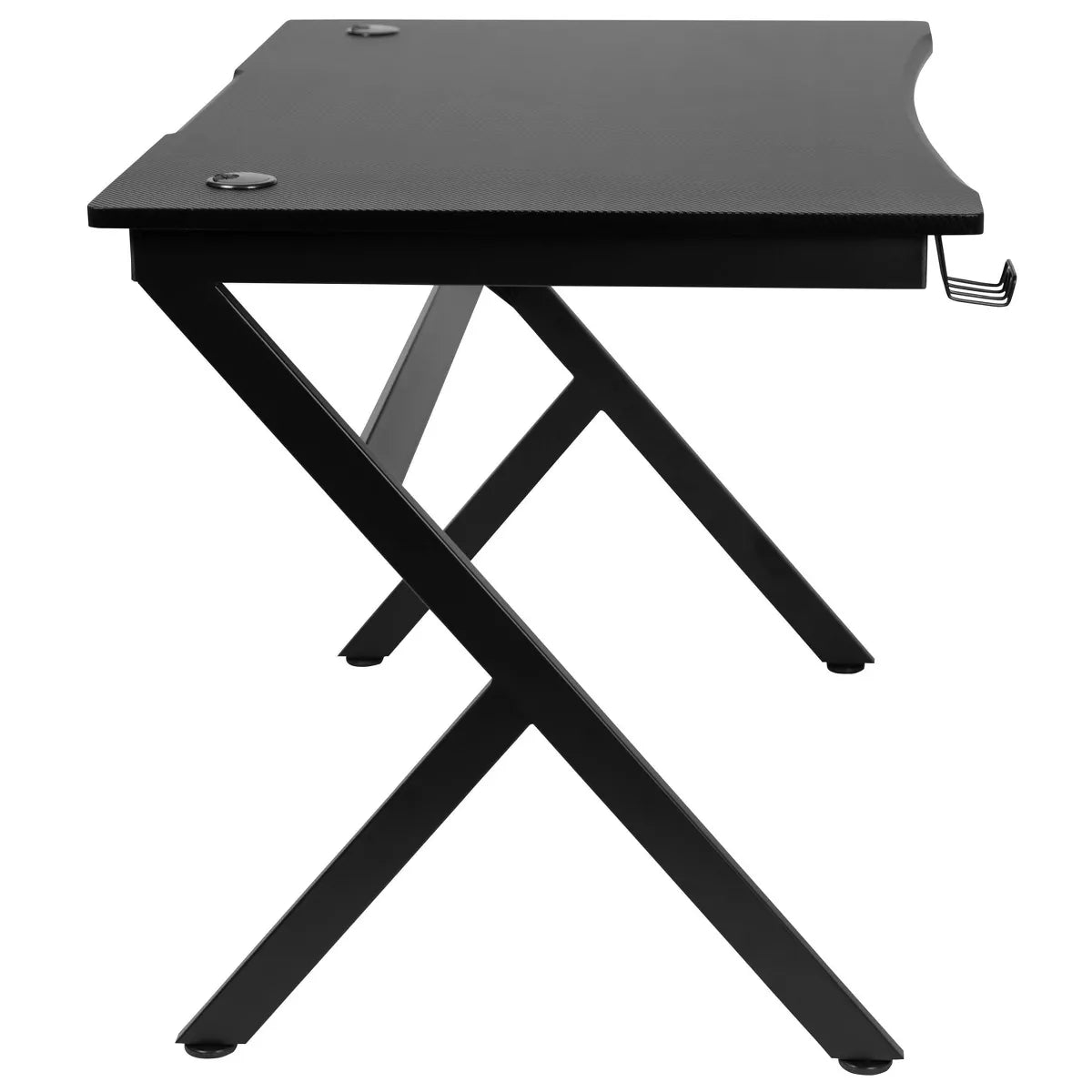 Gaming Desk Black: Laminate Surface, Metal Frame, Easy Adult Assembly