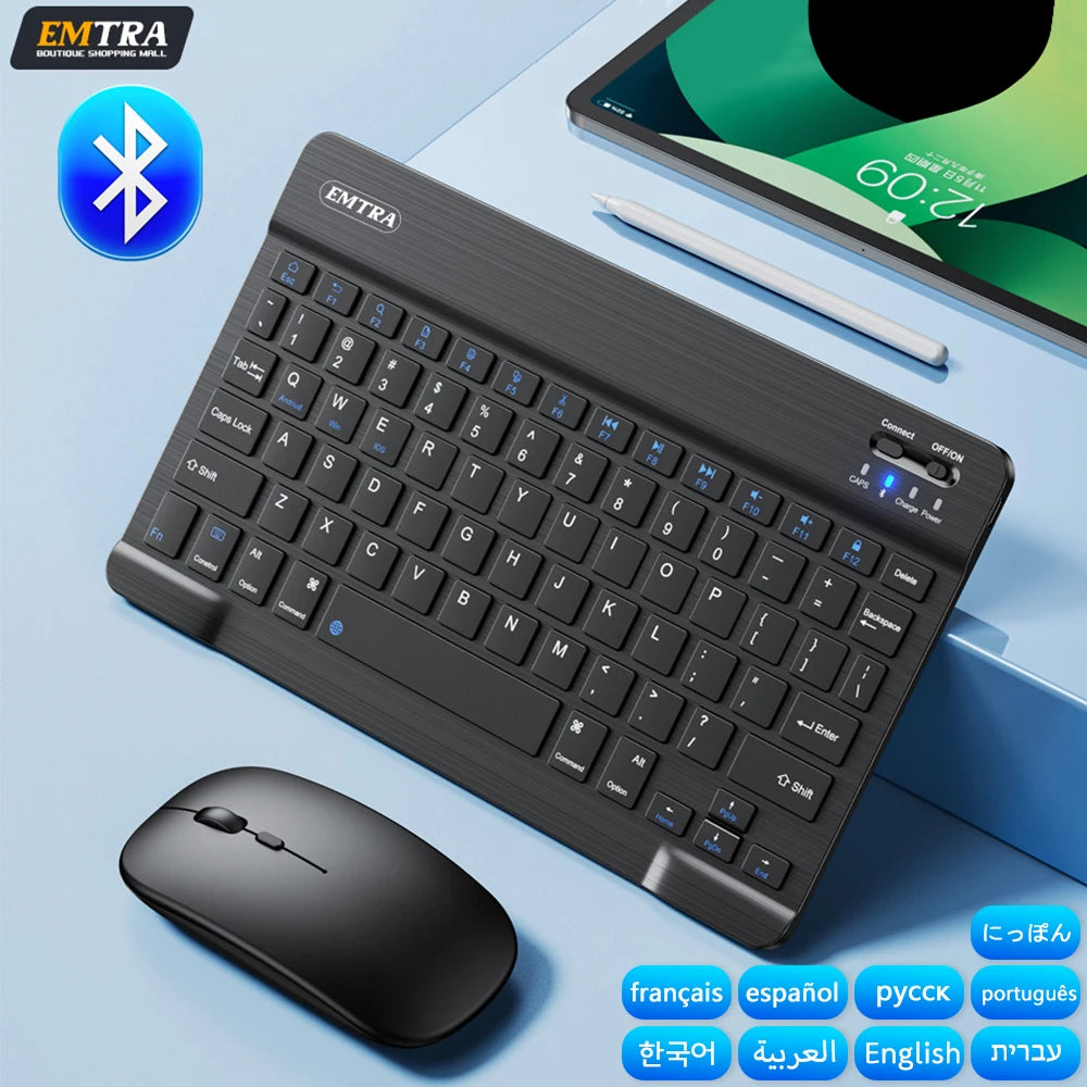 Wireless Bluetooth Keyboard and Mouse for iOS, Android, and Windows Tablets - Compatible with iPad Air, Mini, Pro 