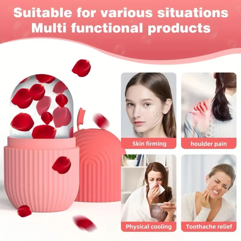 Professional Reusable Pink Silicone Cooling Eye Massager - Gentle Facial Roller for Daily Skin Care and Relaxation