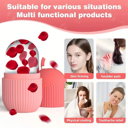 Professional Reusable Pink Silicone Cooling Eye Massager - Gentle Facial Roller for Daily Skin Care and Relaxation