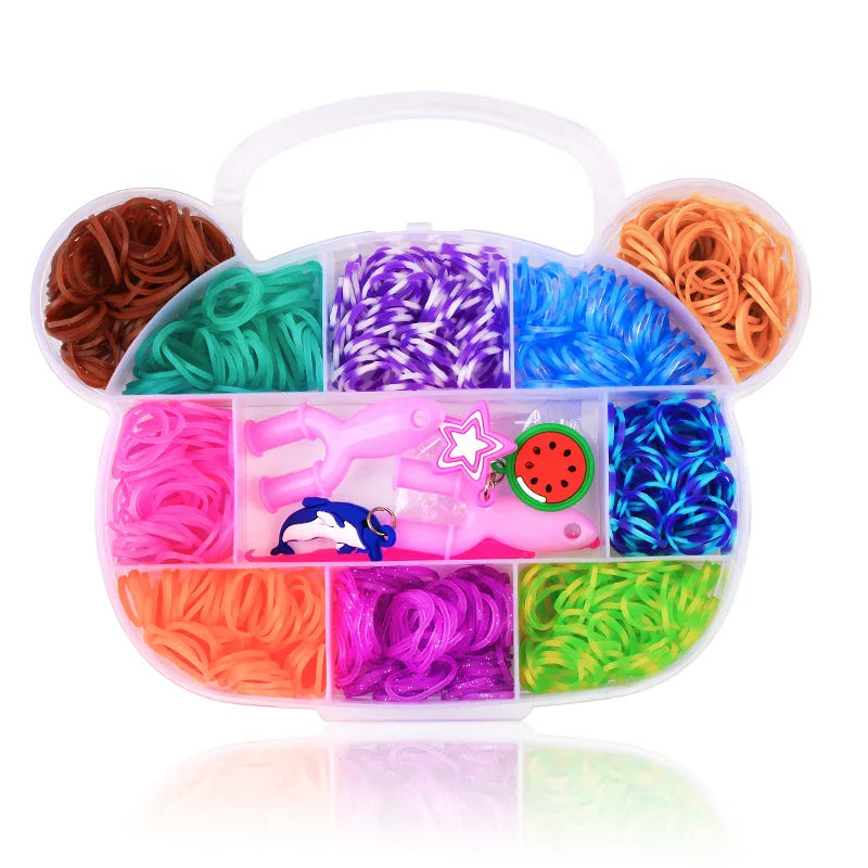 Creative Colorful Loom Bands Set Rainbow Bracelet Making Kit DIY Rubber Band Woven Bracelets Craft Toys for Girls Birthday Gifts