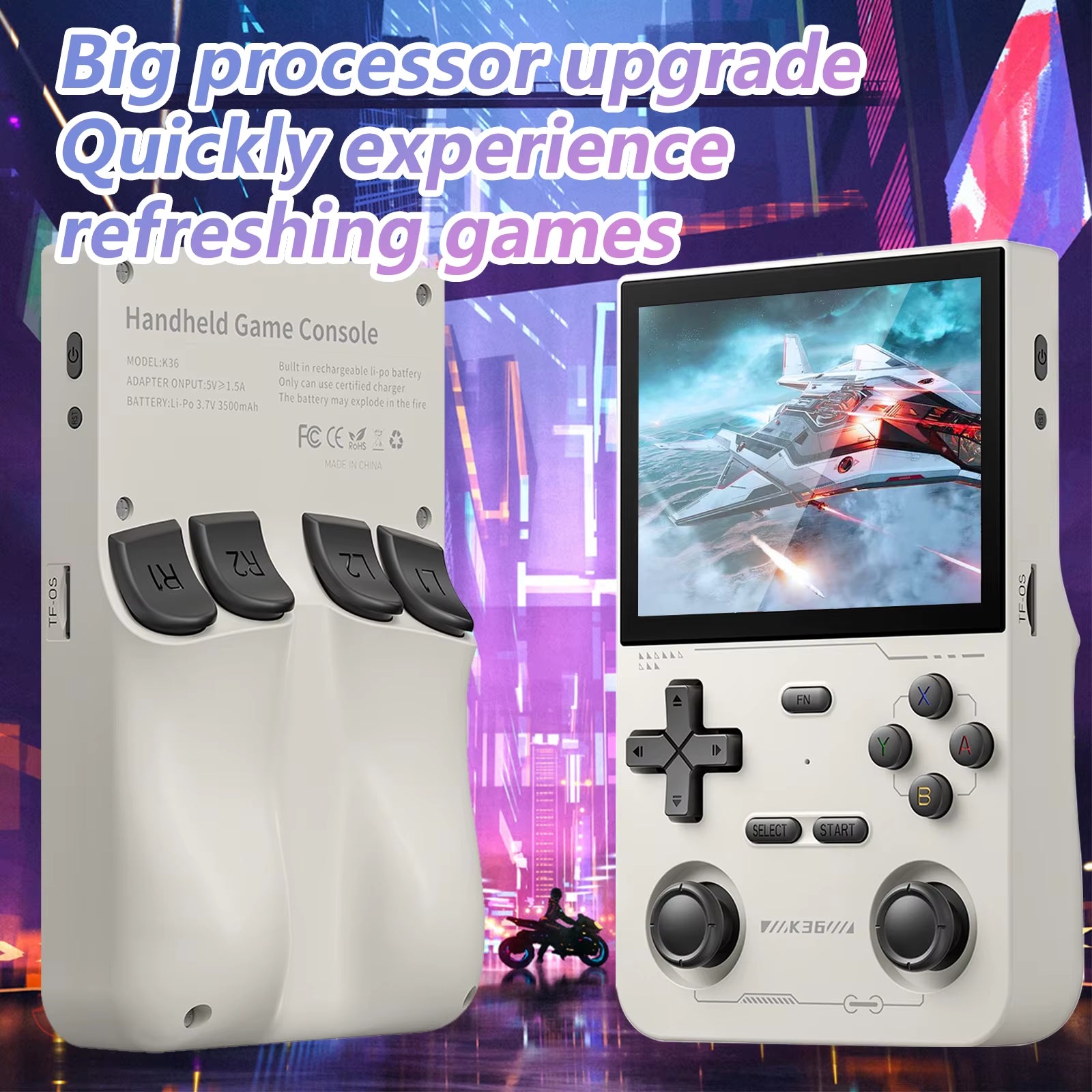 K36 Handheld Game Console 3.5Inch IPS 640X480 Screen Built in 64GB Simulator Games Games Portable Handheld Game Console