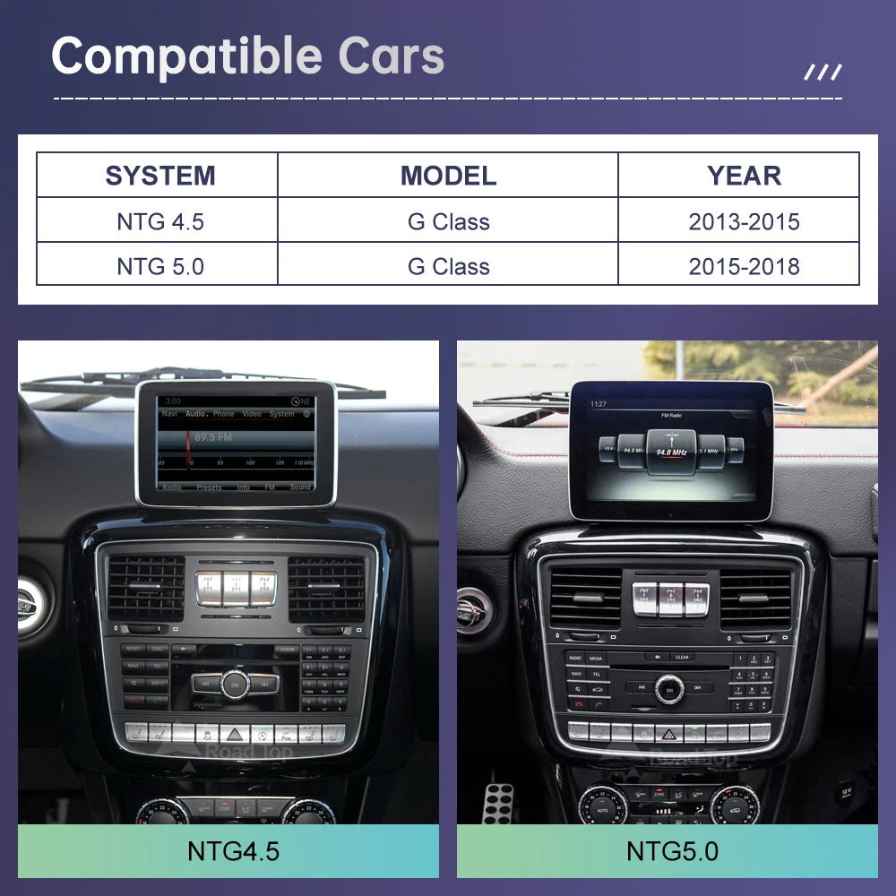 Linux Touchscreen GPS System for Mercedes Benz G-Class W463 (2013-2018) with Wireless CarPlay, Android Auto, and AirPlay Mirroring