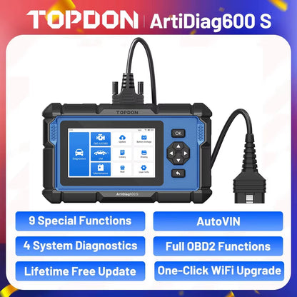 TOPDON Artidiag600S Professional OBD2 Scanner and Automotive Diagnostic Tool for ABS, Airbag, Oil, EPB, DPF, TPMS, and BMS Reset