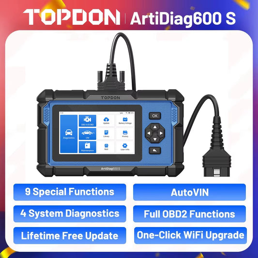 TOPDON Artidiag600S Professional OBD2 Scanner and Automotive Diagnostic Tool for ABS, Airbag, Oil, EPB, DPF, TPMS, and BMS Reset
