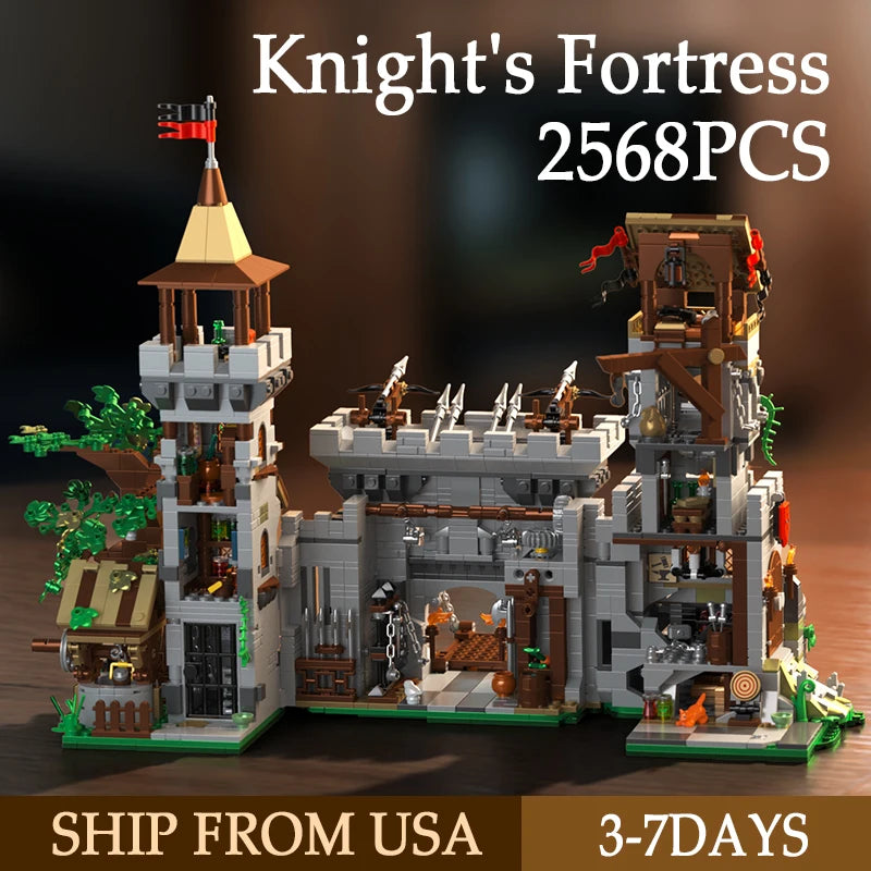 2568-Piece Medieval Knight's Fortress Building Blocks Set - MOC Bricks Model for Assembly and Display, Perfect for Holiday Gifting