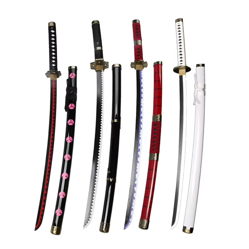 Set of 3 Handmade 41" Zoro Katanas - Anime Cosplay Swords Crafted from Bamboo Wood for Collectors and Gift Giving