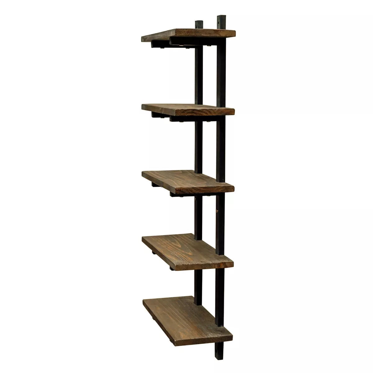Pomona Natural Metal and Solid Wood Wall Shelf