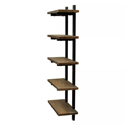 Pomona Natural Metal and Solid Wood Wall Shelf