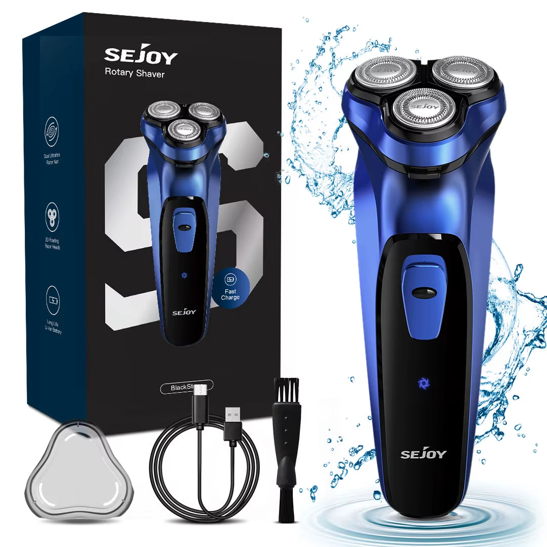 Cordless Electric Razor for Men with Pop-Up Trimmer, Wet/Dry Rotary Shaver, Ideal for Travel, USB Fast Charging