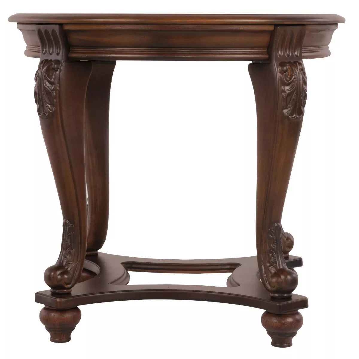 Norcastle End Table Dark Brown : Beveled Glass, Metal Accents, Wood Legs