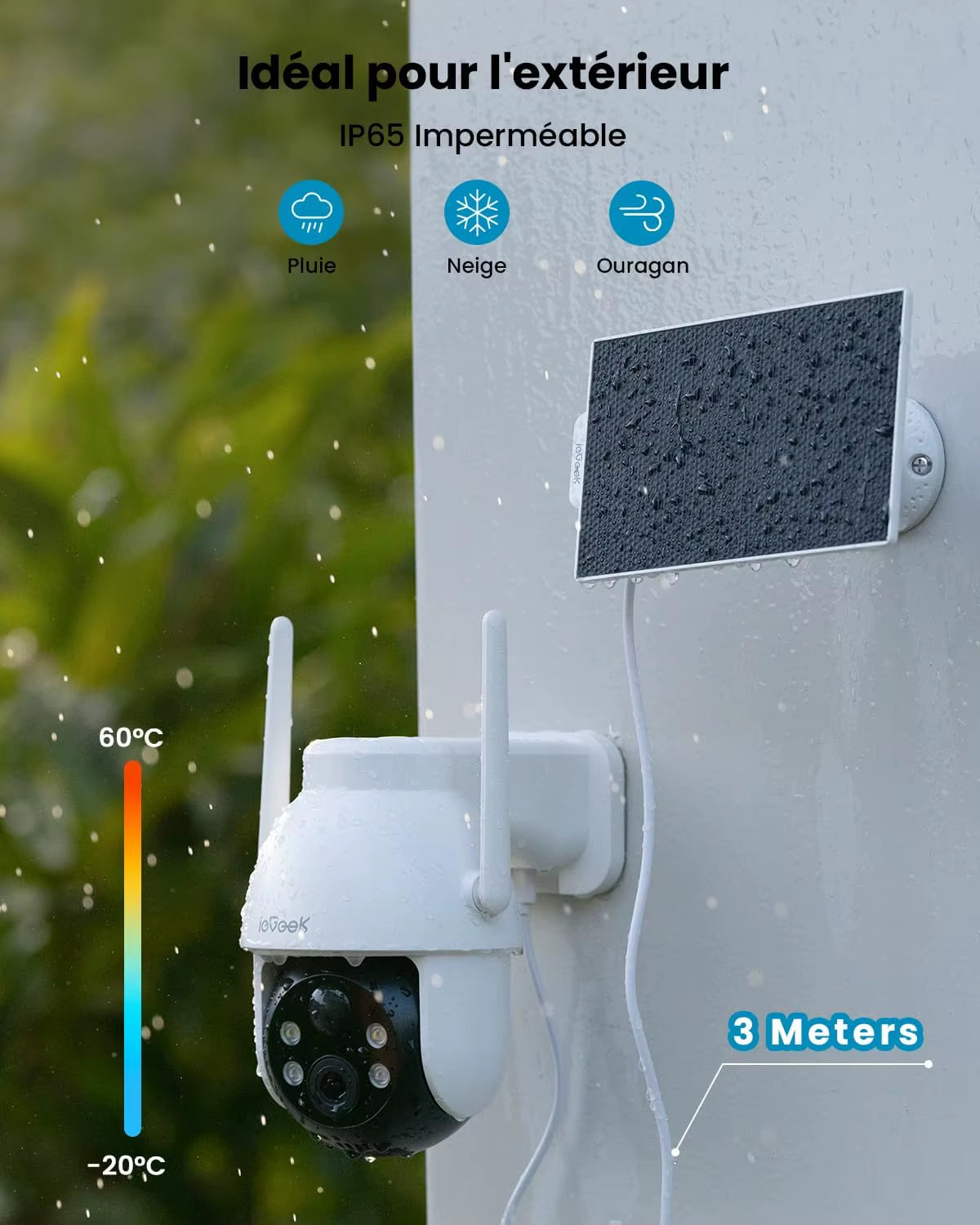 2K 3MP 360° PTZ HD Outdoor Solar Surveillance Camera, Outdoor Battery with PIR Motion Sensor, Colour Night Vision