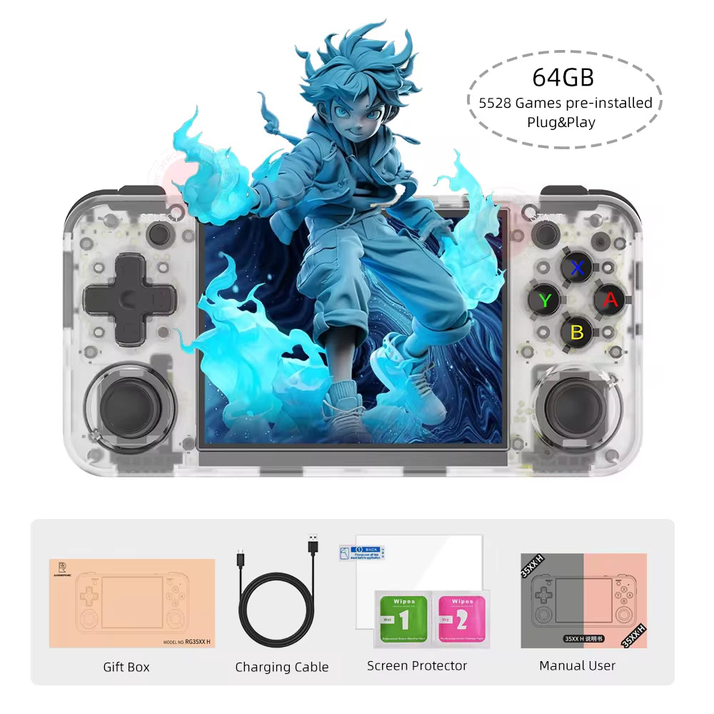 RG35XX H Hand-Held Consoles for Playing Video Games 3.5-Inch IPS 640*480 Screen Retro Game Player 3300 Mah Battery