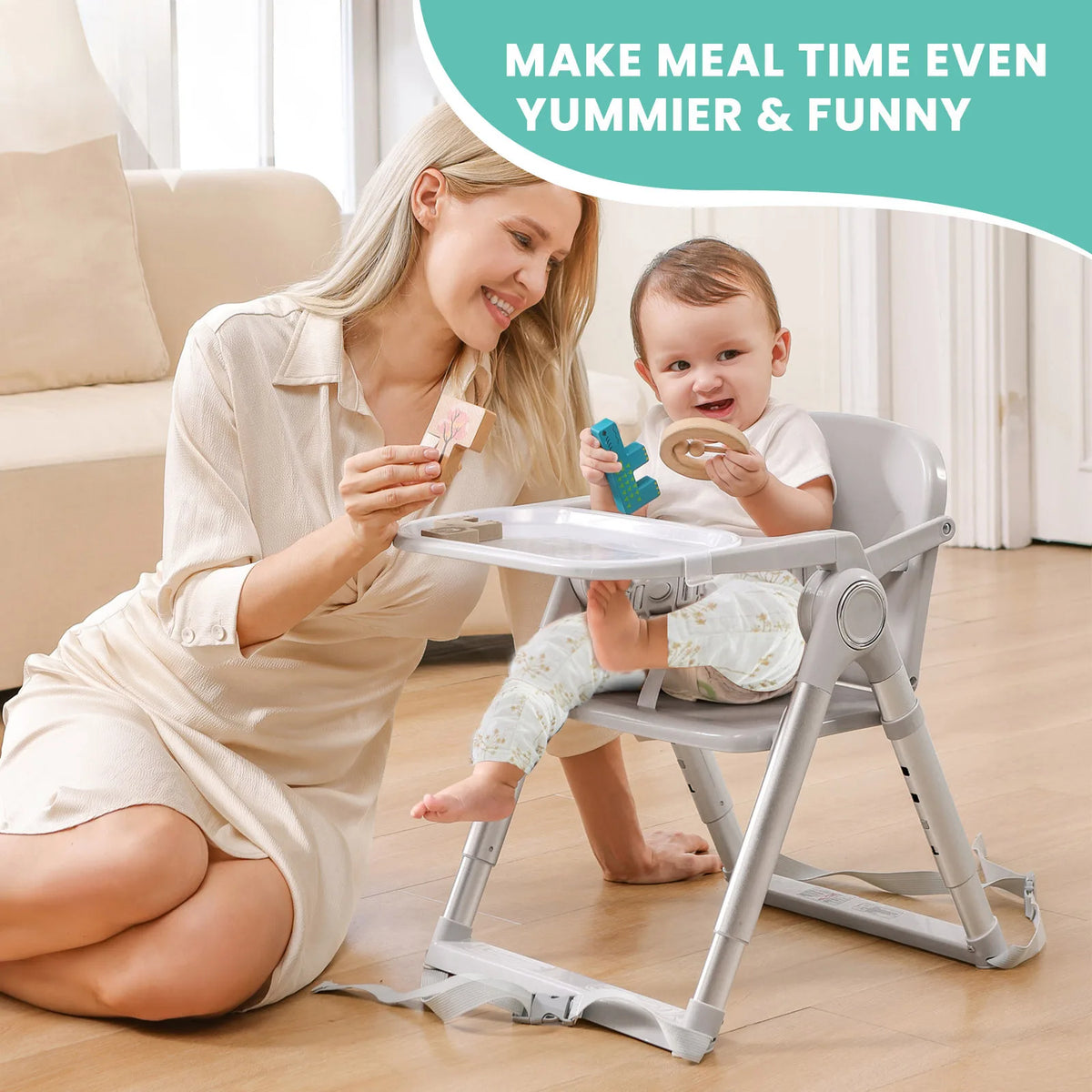 Portable High Chair Booster Seat for Infants and Toddlers (6 Months to 3 Years)