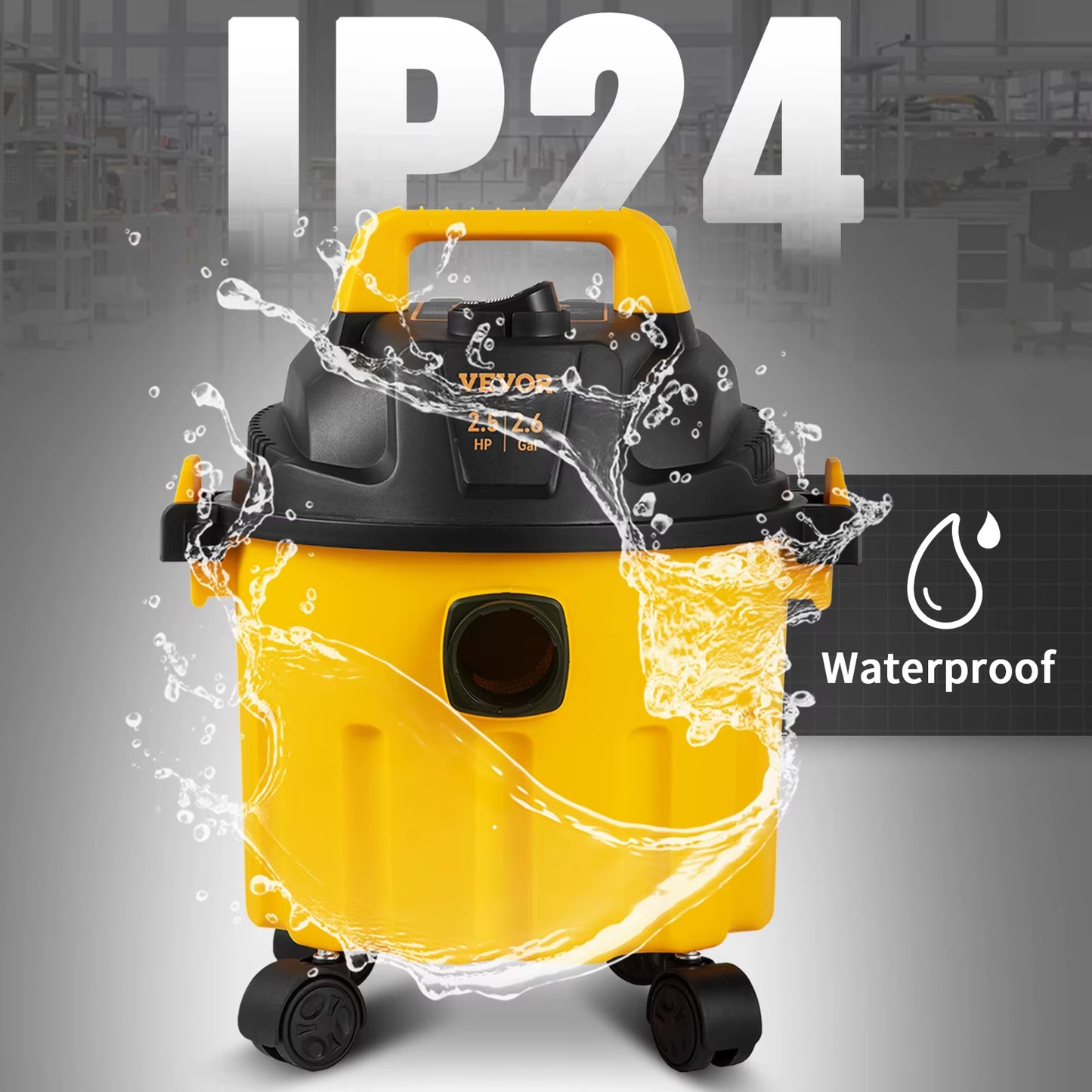 Wet Dry Vac 2.6 Gallon 2.5 Peak HP 3 in 1 Portable Shop Vacuum with Blowing Function Attachment Storage for Floor