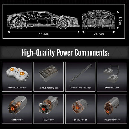 Mould King 13163 Technical Car Toys the MOC Black La Voiture Noire Building Block Assembly Sport Car Brick Kids Christmas Gift