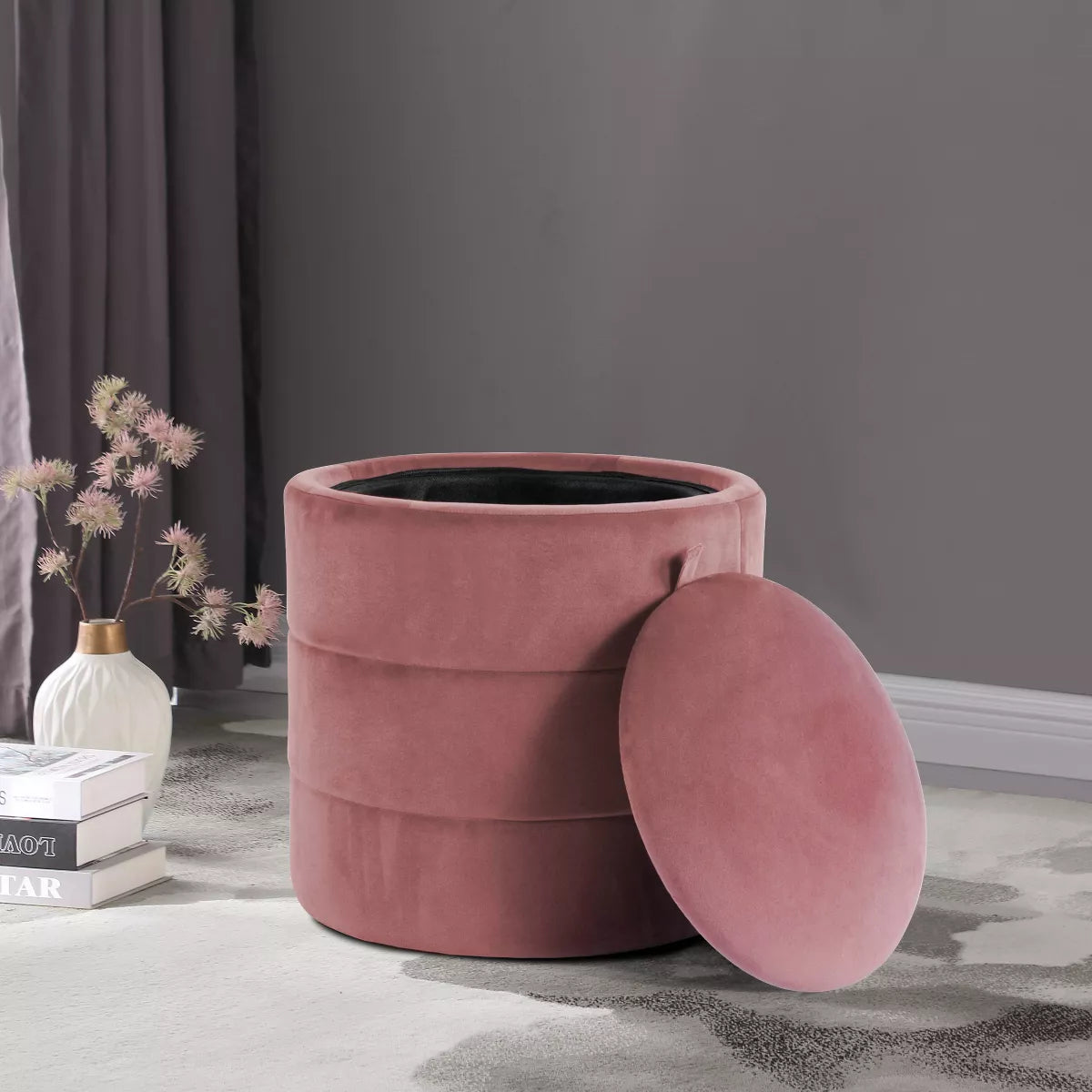 Storage round Ottoman 