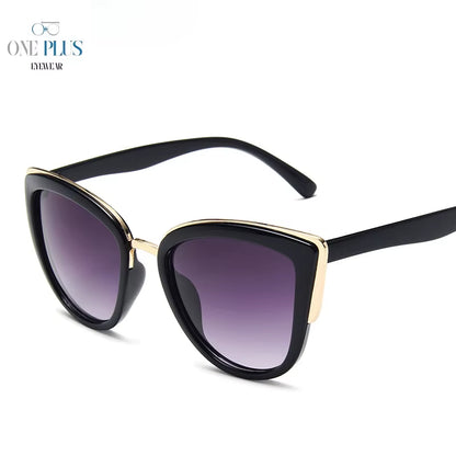 Cat Eye Sunglasses for Women PC with Metal Big Black Fast Selling Luxury Women Polarized Sunglasses Sunwear
