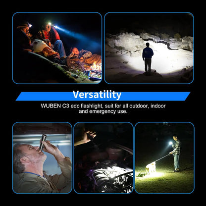 C3 Flashlight 1200 High Lumens Rechargeable Flashlight 6 Modes IP68 Waterproof LED Tactical Flashlight for Camping Hunting