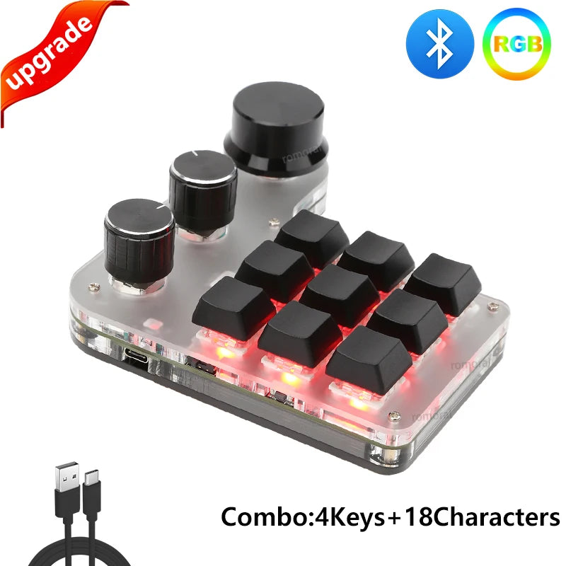 USB Custom Keyboard Macro 6/21 Key 1 Knob Programming RGB Bluetooth Gaming Photoshop Hotswap Mini Mechanical Bluetooth Keyboard