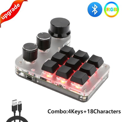 USB Custom Keyboard Macro 6/21 Key 1 Knob Programming RGB Bluetooth Gaming Photoshop Hotswap Mini Mechanical Bluetooth Keyboard