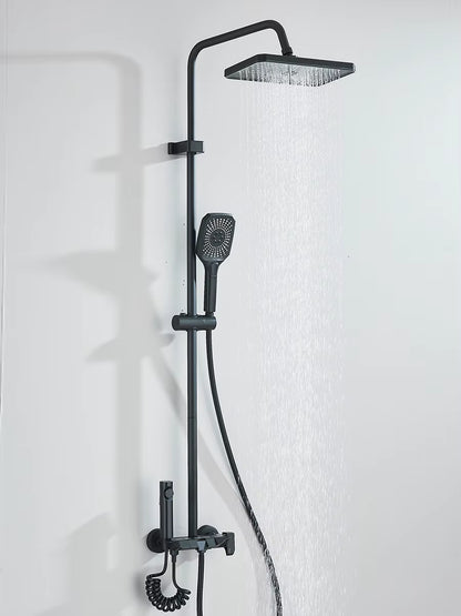 4-Way Piano Shower System with Rain Shower Bidet Faucet Hot Cold Water Mixer for Bathroom Shower Kit