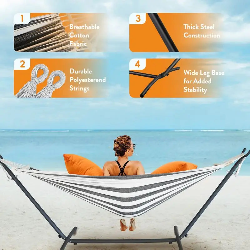 Gyroor Adjustable Hammock Stand - 600 lb Capacity Stylish Hammock Bed with Storage Bag for Outdoor Relaxation