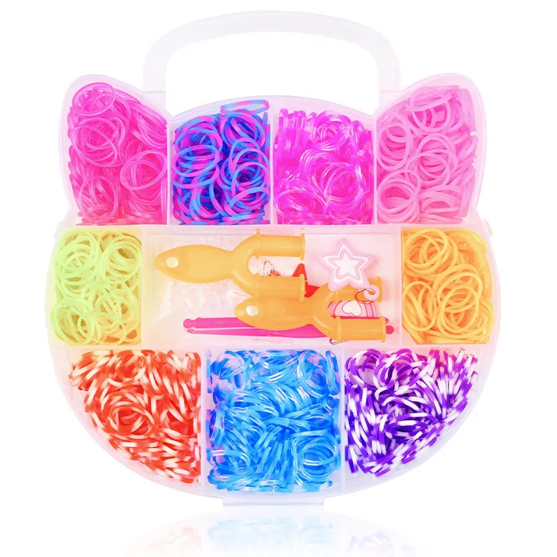 Creative Colorful Loom Bands Set Rainbow Bracelet Making Kit DIY Rubber Band Woven Bracelets Craft Toys for Girls Birthday Gifts