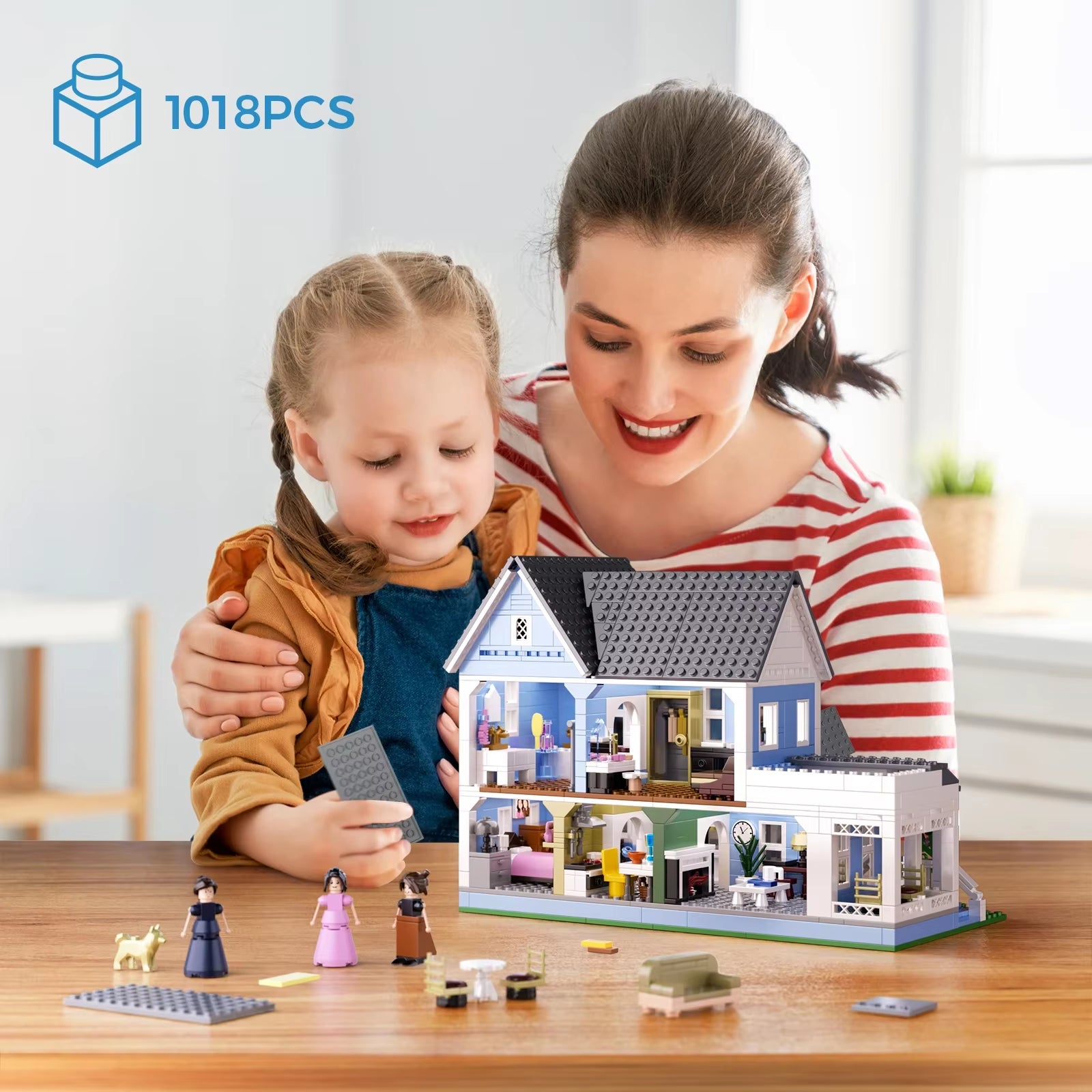 Lorelai Girls Movie House Building Block Girls Blue Palace Model Toys Ideas Hut Set Children Gifts (1107PCS)