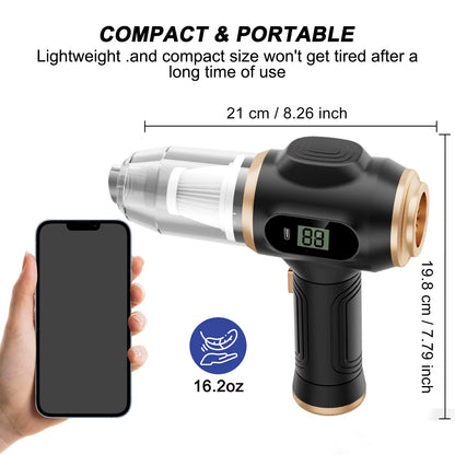 Powerful 2-In-1 Air Duster & Vacuum, Handheld Cordless Cleaner with Digital Display for Electronics Car Home Office