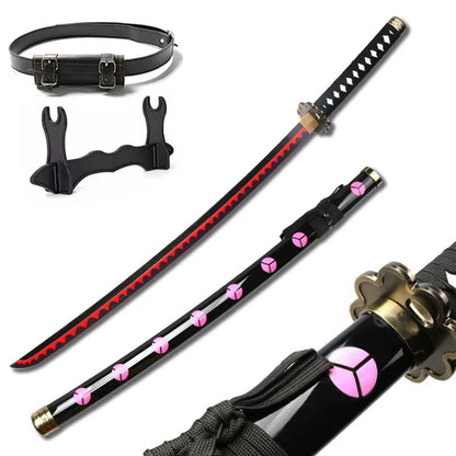 Set of 3 Handmade 41" Zoro Katanas - Anime Cosplay Swords Crafted from Bamboo Wood for Collectors and Gift Giving