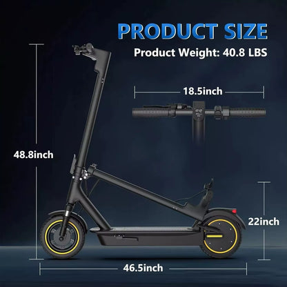 LPMAX 10" Tires Folding Electric Scooter 22MPH Max Speed 500W 14.5AH 28Miles Long Range Dual Shock Absorber Escooter