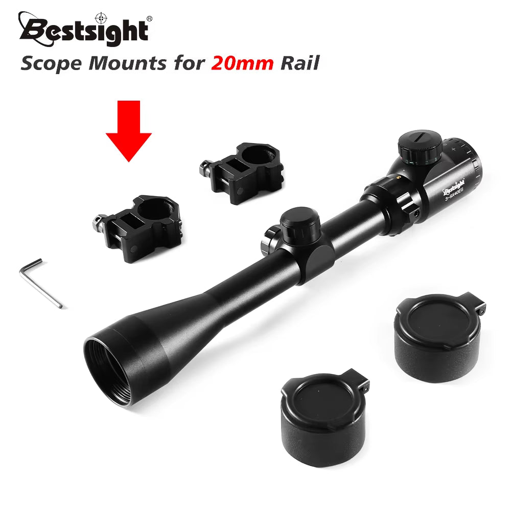 3-9X40 Tactical Hunting Scope with Red/Green Illuminated Mil Dot Crosshair and Mounts
